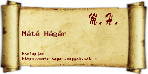 Máté Hágár névjegykártya